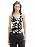 TOM TAILOR Denim 1041449 Camiseta de Tirantes básica con Fruncido, 35491-Black Flower Minimal Print, S para Mujer