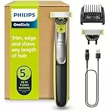 Philips OneBlade 360 - Maquinilla de Afeitar Híbrida, Barbero Eléctrico y Afeitadora, 2 Cuchillas 360, Peine-Guía Ajustable 5 en 1 (modelo QP2734/30)