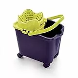 Mery | Cubo de fregona | Ecológico | Escurre sin esfuerzo | Cubo escurridor automático | Con ruedas | Morado | 14L | Medidas: 38,20x25,5x39 cm