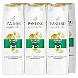 Pantene Champú + Acondicionador + Tratamiento 3en1 Suave & Liso Nutri Pro-V para cabello encrespado y rebelde, 6x300 ML