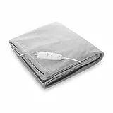 Medisana HB 675 Manta eléctrica de peluche XXL, lavable, con desconexión automática, 4 niveles de temperatura, 200 x 150 cm, diseño reversible de 2 colores, gris/gris oscuro