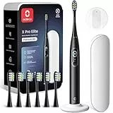Oclean Cepillo eléctrico X Series Pro Elite Gift Set, Súper silencioso, Pantalla táctil inteligente, 4 Modos, 32 Niveles de intensidad, 35 días de duración, IPX7, Embalaje ecológico, Negro