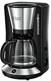 Russell Hobbs 24010-56 24010-56/RH Adventure-Cafetera Cepillado, 10 Tazas Grandes o 15 pequeñas, 1100 W, 1.25 litros, INOX Mate, Acero Inoxidable, Negro