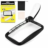 AiQInu Lupas de Gran Aumento con Luz, Lupa Rectangular con Luz, Lupas de Lectura Iluminada, Grande Lupa Lectura para Leer Libros con Luz 5 LED, 2 Modos de Atenuación