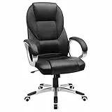SONGMICS Silla de Oficina Ergonómica, Silla Giratoria con Ruedas, Silla de Escritorio, Altura Ajustable, Silla de Estudio, Negro Tinta OBG22B