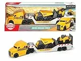 Dickie Toys - Camión Mack Tráiler de Juguete, Gama Volvo Series, con Luz y Sonido, Ruedas de Giro Libre, Incluye 1 Remolque y 2 Vehículos de Obra, Apto para Niños y Niñas a Partir de 3 Años - 41 cm