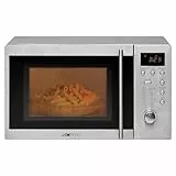 Microondas Clatronic con grill MWG 778 U | 20 litros de espacio de cocción | 2 niveles de potencia combinados (grill/microondas)|programas de descongelación|plato giratorio: Ø 24,5 cm|acero inoxidable