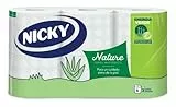 Nicky Nature Papel Higiénico, 6 Rollos, 3 Capas, 170 Servicios Por Rollo. Enriquecido Con Loción De Aloe Vera, color Blanco, 9,8 x 13cm (Paquete de 2)