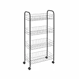 Metaltex ASCONA LAVA - Carro Multiuso con Ruedas. 4 Cestas. Color Negro. 85x42x26 cm