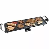 Bestron XL Plancha electrica para cocinar, plancha cocina con revestimiento antiadherente, Parrilla eléctrica para hasta 6 personas, 1800 vatios, color: negro