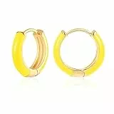 MESOVOR Pendientes de Aro de oro Pequeños para Mujeres, Aretes Huggie Livianos Plateados de oro de 18k | Regalos de Aretes Hipoalergénicos para Niñas (amarillo caliente)