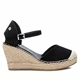 XTI - Sandalias con Cuña Mujer Negro - Calzado Cómodo y Versátil - Moda casual - Modelo 14238205 (Talla 39)