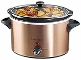 Bestron Slowcooker para 4 personas, Olla de Cocción Lenta con cacerola de cerámica y tapa de vidrio, termostato de 3 niveles, ideal para muchos platos como carne y sopas, 3.5 litros, Color: Cobre