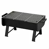 AKTIVE 63168 Barbacoa carbón portátil, De Acero, 45x30x25 cm, con Asas Laterales y Parrilla de Acero Inoxidable, óptimo para Camping