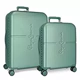 Pepe Jeans Highlight Juego de Maletas Azul 55/70 cms Rígida ABS Cierre TSA Integrado 116L 7,54 kgs 4 Ruedas Dobles Equipaje Mano by Joumma Bags