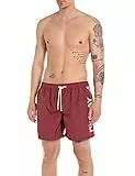 Replay Bañador para hombre de material reciclado, largo con bolsillo, rojo (Wine Red 351), L