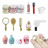 15 Piezas Artículos de Aseo para Casas de muñecas Miniaturas para Casa de Muñecas Accesorios Muñecas Muñecas Miniaturas Accesorios para Muñecas Set de Lavado para Casas de Muñecas a Escala 1/6 y 1/12