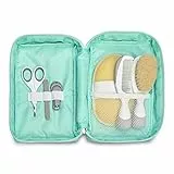 Chicco Set de Viaje 6 en 1, Neceser de Higiene Recién Nacidos, Productos para Higiene Niños, Peine, Cepillo,Tijeras, Cortauñas y Lima para Uñas, y Esponja de Baño, Accesorios Bebés 0 Meses, Verde