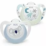NUK Star Baby Dummy | 0-6 meses | Chupetes de día y noche | Silicona sin BPA | Koala azul | 2 unidades