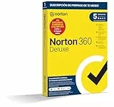 Norton 360 Deluxe 2025 - Antivirus Software para 5 Dispositivos y 15 Meses de Suscripción con Renovación Automática, Secure VPN y Gestor de Contraseñas, para PC, Mac Tableta y Smartphone