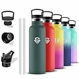 Grsta Botella Agua Acero Inoxidable, Botella Termica 750ml, A Prueba de Fugas, Cantimplora Gym, sin BPA, Cantimplora Acero Inoxidable, Fácil de Llevar, para Oficina, Yoga, Cámping, Viajar, Deportiva