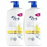H&S Citrus Fresh Champú Anticaspa Para Pelo Graso 2X800ml, Con Dispensador. Hasta 100% De Protección Anticaspa, Clínicamente Probado. Para Uso Diario