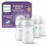 Philips Avent Natural Response, set de regalo para bebés: 4 biberones Natural Response de 260 ml con tetinas T3 (para bebés de 1 mes o más), modelo SCY903/61