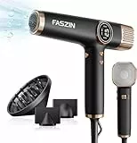 Faszin Secador de Pelo Profesional, Secador Rápido Ligero, Motor 110,000 RPM, Secador Pelo Iónico de 200 Millones para Mujeres y Hombres, Silencioso con 3 Boquillas Magnéticas