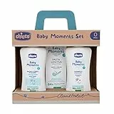 Chicco Set Baby Moments con Baño Corporal de 200 ml, Champú Sin Lágrimas de 200 ml, Pasta Calmante de 100 ml, Idea de Regalo, 0 Meses +
