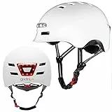 gridinlux® | Casco Safe & GO Blanco Talla M | Luz Frontal y Trasera | Bicicleta y Patinete electrico | Movilidad Urbana | Unisex | Certificado Europeo CE y RoHS