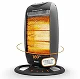 SOGO Estufa Eléctrica Bajo Consumo Giratoria 180 º o Fija – Calefactor con 3 Niveles de Potencia Ajustables – Calefactor Baño, Cocina, Habitación con Asa para Transporte - Estufa Halógena Oscilante