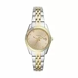 Fossil Scarlette Reloj para mujer, movimiento de cuarzo con correa de acero o piel, Tono dorado y plateado, 32MM