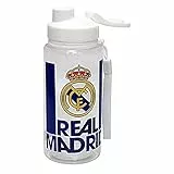 Real Madrid - Botella Cantimplora de Agua, Bidón, Capacidad 500 ml, Boquilla de Seguridad, Multicolor Translúcido, Producto Oficial (CyP Brands)