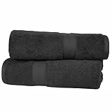 Amazon Basics Fade Resistant Towel Set, 2 Bath - Black by Amazon Basics