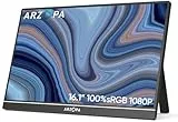 ARZOPA 16.1' Monitor Portatil, de 1920×1080 FHD IPS Pantalla Portátil Monitor con Una Sola Varilla, Soporte HDMI/Type-C/USB-C, de Protección Ocular, para Computadora Portátil/PC/Mac/PS3/4/5/Xbox