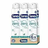 Sanex Zero% Extra Control Desodorante Spray, Pack 6 Uds x 200ml, Protección 48H, 0% Alcohol y 0% Sales de Aluminio, Ingredientes Antibacterianos, Inhibe la Formación de Olores Corporales
