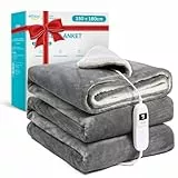 ALLJOY Manta Eléctrica Extra Grande, 180 x 150cm Manta Térmica con Apagado Automático 180 Minutos, 9 Niveles de Calor, Franela, 8,5FT Cable Eléctrico, Lavable en Lavadora, Hogar & Oficina