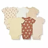 Amazon Essentials Bodies de Manga Corta Unisex Bebés, Pack de 6, Multicolor/Tigre, 12 meses