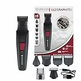 Remington G12 PG2120 Recortadora Barba y Cortapelos 12 en 1, 6 accesorios, recortador vello facial, de precisión, recortador nariz, orejas y cejas, revestimiento de grafito, cuchillas autoafilables