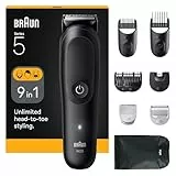Braun - Cortapelos todo en uno serie 5, 9-en-1, hoja ultra afilada, 120 minutos de autonomía, protección SkinGuard para el cuerpo, corte preciso y eficiente, mango AquaGrip práctico bajo el agua,