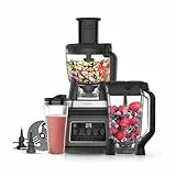 Ninja Procesador de alimentos 3 en 1, 1200 W, batidora multifunción, 5 programas automáticos, bol 1,8 l, jarra 2,1 l, vaso 700 ml, tecnología Auto-iQ, piezas aptas para lavavajillas, Negro, BN800EU