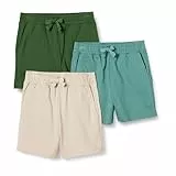 Amazon Essentials Pantalones cortos de algodón Niño, Pack de 3, Gris Topo/Verde Oliva Oscuro/Verde Salvia, 9 años