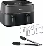 Philips Airfryer Dual Basket Serie 3000, 9L, Freidora de aire con 2 cestas, Kit Desayuno, Tecnología Rapid Air, 99% menos de grasa, ahorro de energía, ideal para familias, App HomeID (NA350/03)