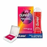 Durex, Pack Preservativos Dame Placer 12 Condones, Lubricante Sabor y Aroma Fresa de Base Agua, 50 ml