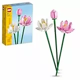 LEGO Botanical Flores de Loto Maquetas de Flores Artificiales, 3 Modelos de Plantas Artificiales s y Blancas, Decoración de Dormitorio o Escritorio, Regalo para Niñas y Niños de 8+ Años 40647