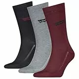 Levi's Regular Cut Batwing Logo Calcetines clásicos, Rojo, Gris y Negro, 43-46 (Pack de 3) Unisex Adulto