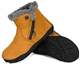 Gaatpot Botas de Nieve Niño Botas de Invierno Niña Barefoot Zapatillas Antideslizante,Amarillo ocre,EU38