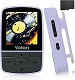 Yoton Reproductor MP3 Bluetooth 5.2 de 64 GB de Memoria, Radio FM, grabación de Voz, Control de Volumen Independiente, Incluye Auriculares, Ampliable hasta Tarjeta SD de 128 GB, Color Morado