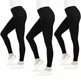 FM London mallas informales para mujer paquete de 3 - Leggings no transparentes para mujeres del Reino Unido - Leggings negros de ajuste cómodo, Negro, L