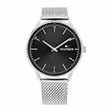 Tommy Hilfiger Reloj Analógico de Cuarzo para Hombre con Correa de Malla de Acero Inoxidable Plateada - 1791842